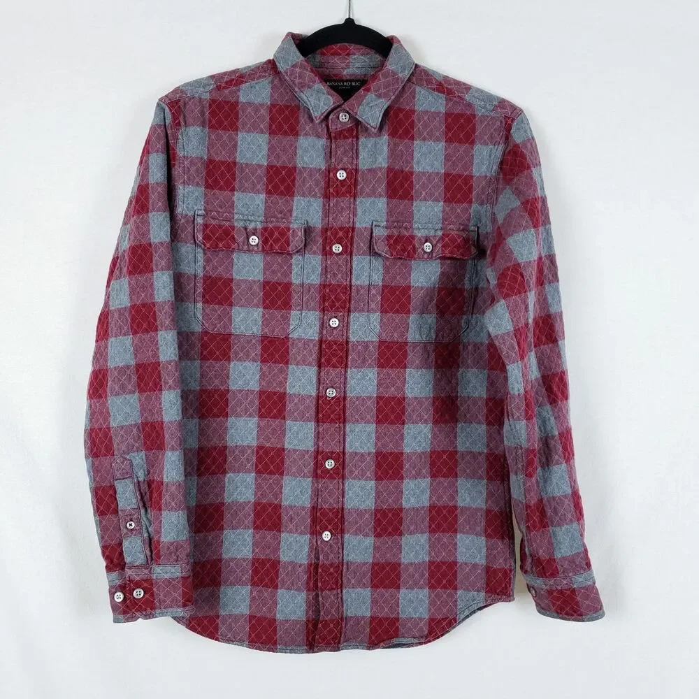 Banana Republic Heritage Workwear Quilted Flannel Shirt Mens S Slim Fit Plaid